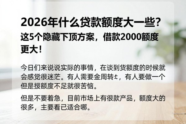 2026年什么贷款额度大一些?这5个隐藏下款方案,借款2000额度更大!