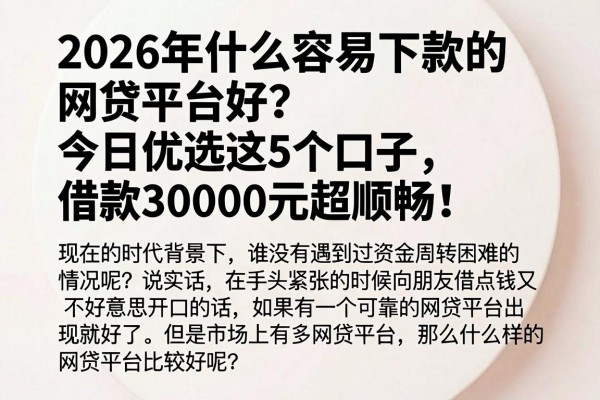 2026年什么容易下款的网贷平台好？今日优选这5个口子，借款30000元超顺畅！