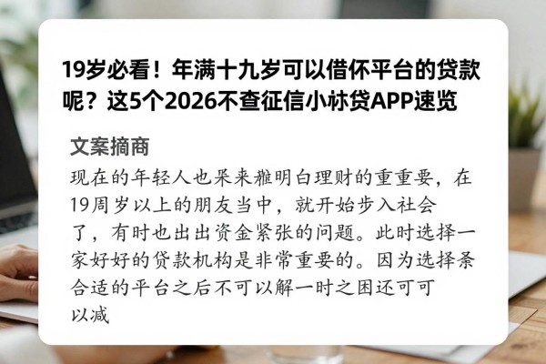 19岁必看!年满十九岁可以借什么平台的贷款呢?这5个2026不查征信小额贷款APP速览