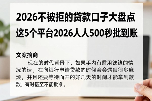 2026不被拒的贷款口子大盘点！这5个平台2026年人人5000秒批到账