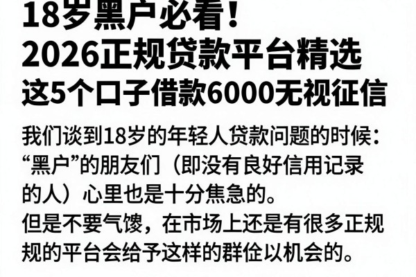 18岁黑户必看!2026正规贷款平台精选,这5个口子借款6000无视征信