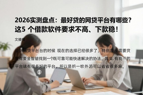 2026实测盘点：最好贷的网贷平台有哪些？这5个借款软件要求不高、下款稳！