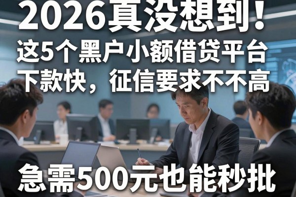 2026真没想到！这5个黑户小额借贷平台下款快，征信要求不高，急需500元也能秒批