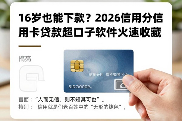 16岁也能下款？2026信用分信用卡贷款口子超全指南，这5个软件火速收藏！