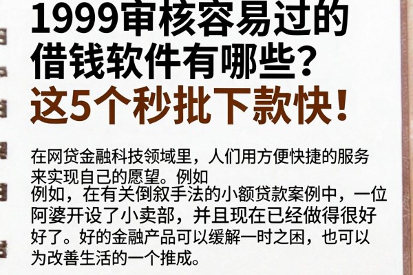 1999审核容易过的借钱软件有哪些？这5个秒批下款快！
