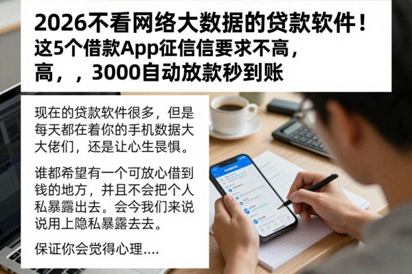 2026不看网络大数据的贷款软件！这5个借款app征信要求不高，3000自动放款秒到账