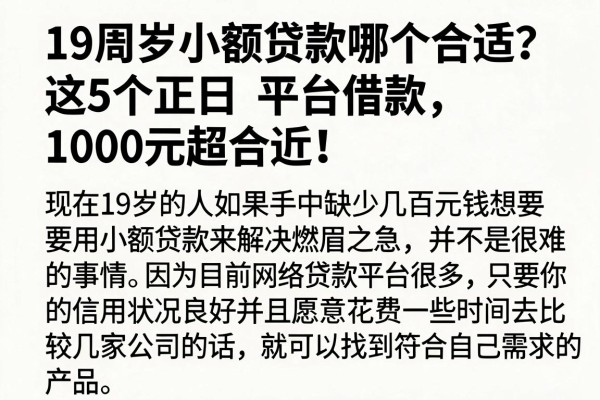 19周岁小额贷款哪个合适？这5个正规平台借款1000元超合适！