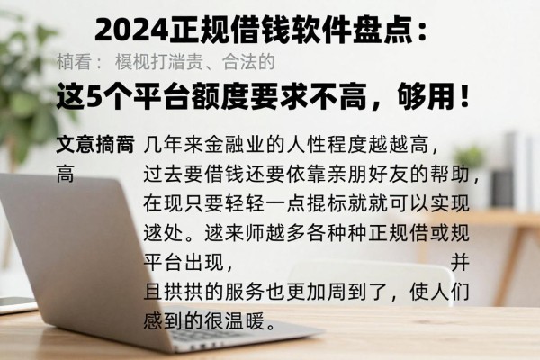 2024正规借钱软件盘点:这5个平台额度要求不高,够用!