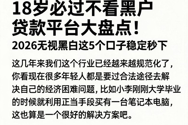 18岁必过不看黑户贷款平台大盘点！2026无视黑白这5个口子稳定秒下