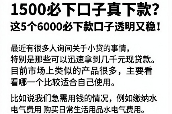 1500必下口子真下款？这5个6000必下款口子透明又稳！