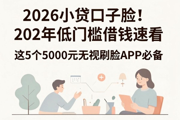 2026小贷口子脸!202年低门槛借钱速看,这5个5000元无视刷脸APP必备