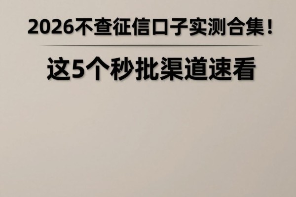 2026不查征信口子实测合集!这5个秒批渠道速看