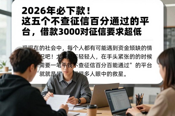 2026年必下款！这五个借钱不查征信百分百通过的平台，借款3000对征信要求超低