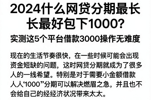 2024什么网贷分期最长最好包下1000？实测这5个平台借款3000操作无难度