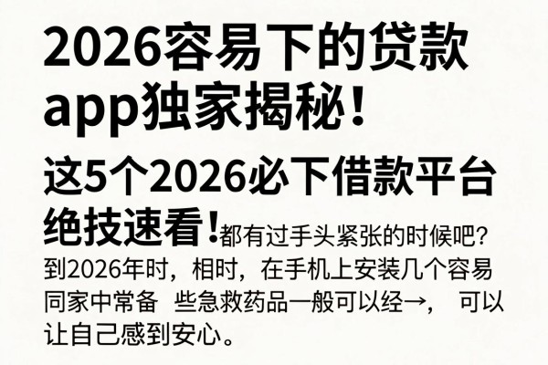2026容易下的贷款app独家揭秘!这5个2026必下借款平台绝技速看