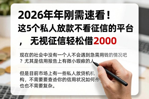 2026年刚需速看!这5个私人放款不看征信的平台,无视征信轻松借2000