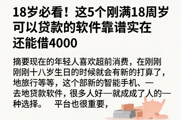 18岁必看！这5个刚满18周岁可以贷款的软件靠谱实在，还能借4000