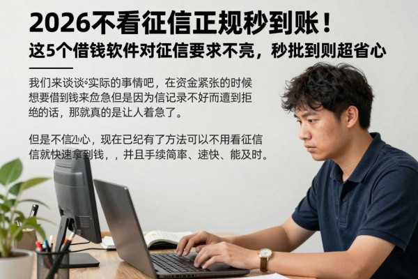 2026不看征信正规秒到账！这5个借钱软件对征信要求不高，秒批到账超省心