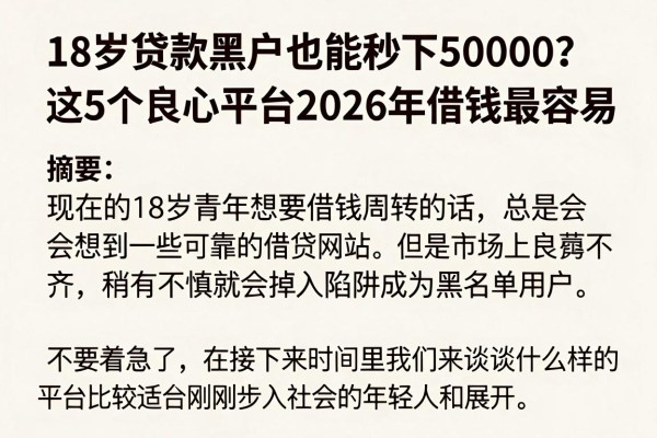18岁贷款黑户也能秒下50000?这5个良心平台2026年借钱最容易
