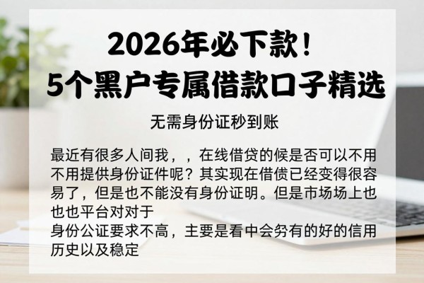 2026年必下款！5个黑户专属借款口子精选，无需身份证秒到账
