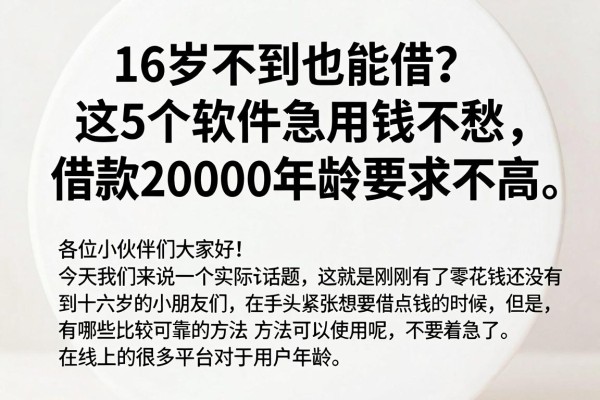 16岁不到也能借?这5个软件急用钱不愁,借款20000年龄要求不高