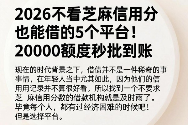 2026不看芝麻信用分也能借的5个平台！20000额度秒批到账