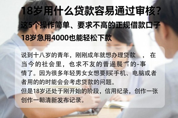 18岁用什么贷款容易通过审核？这5个操作简单、要求不高的正规借款口子，18岁急用4000也能轻松下款