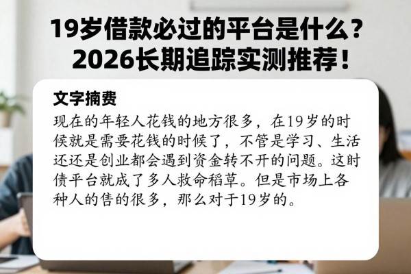 19岁借款必过的平台是什么?2026长期追踪实测推荐!