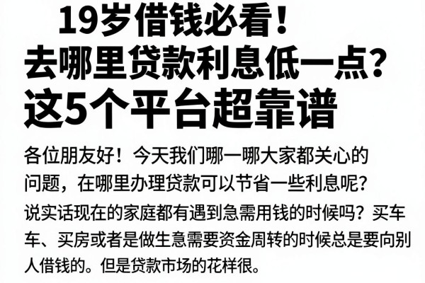 19岁借钱必看！去哪里贷款利息低一点？这5个平台超靠谱