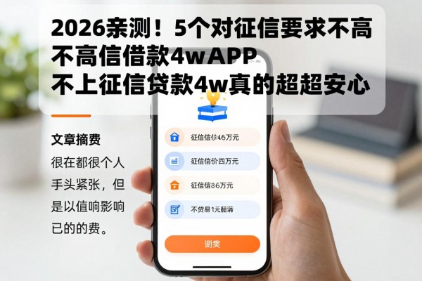 2026亲测!5个对征信要求不高的借款4w APP,不上征信贷款4w真的超安心