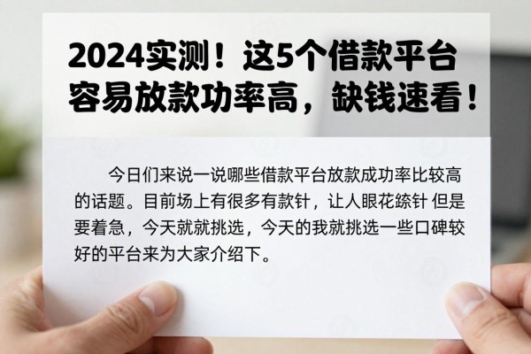 2024实测!这5个借款平台容易放款成功率高,缺钱速看!