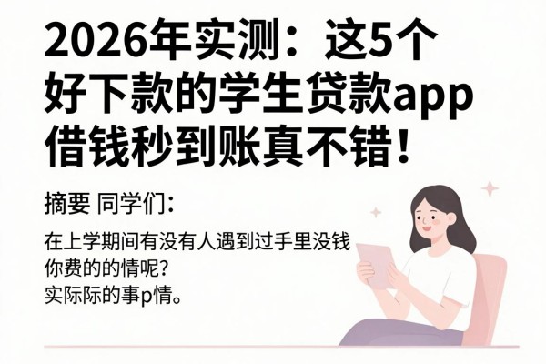2026年实测:这5个好下款的学生贷款app,借钱秒到账真不错!