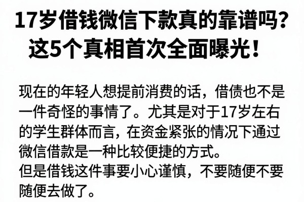 17岁借钱微信下款真的靠谱吗？这5个真相首次全面曝光！