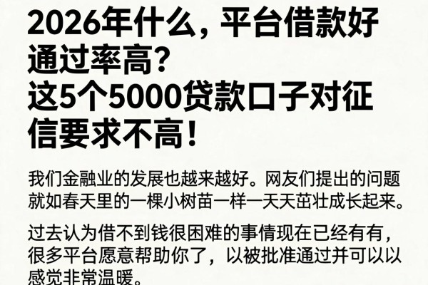 2026年什么平台借款好通过率高?这5个5000贷款口子对征信要求不高,核心内幕速看!