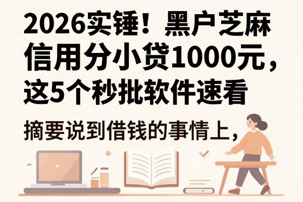 2026实锤!黑户芝麻信用分小贷1000元,这5个秒批软件速看