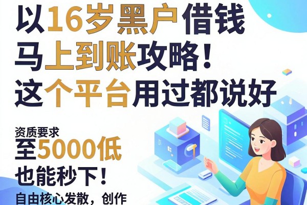 16岁黑户借钱马上到账攻略!这5个平台用过都说好,资质要求低至5000也能秒下