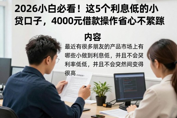 2026小白必看!这5个利息低的小贷口子,4000元借款操作省心不繁琐