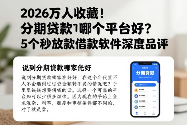 2026万人收藏！分期贷款哪个平台好？5个秒放款借款软件深度品评
