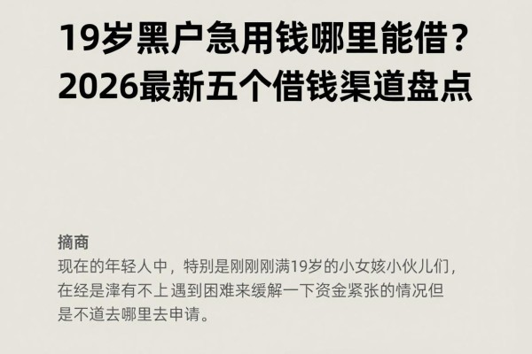 19岁黑户急用钱哪里能借？2026最新五个借钱渠道盘点