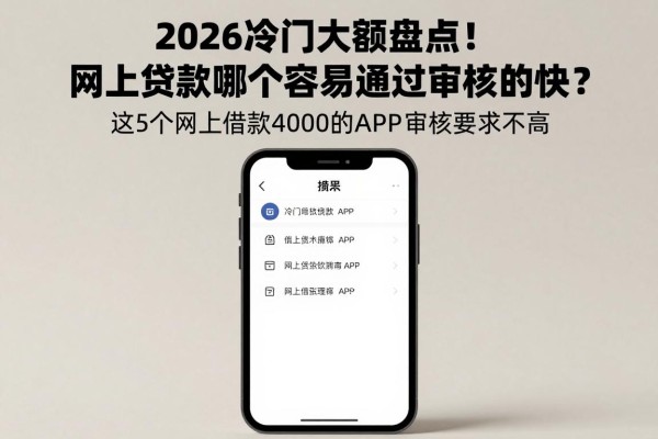 2026冷门大额盘点！网上贷款哪个容易通过审核的快？这5个网上借款4000的APP审核要求不高