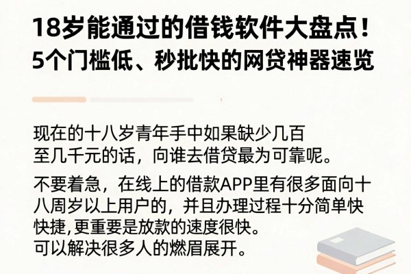 18岁能通过的借钱软件大盘点!5个门槛低、秒批快的网贷神器速览