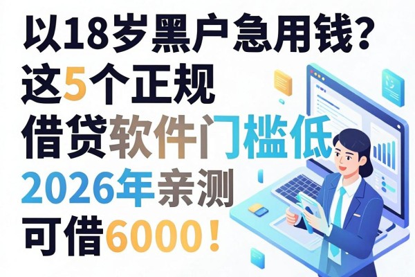 18岁黑户急用钱?这5个正规借贷软件门槛低,2026年亲测可借6000!