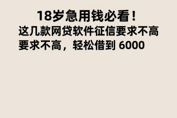 18岁急用钱必看！这几款网贷软件征信要求不高，轻松借到6000
