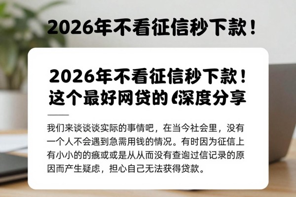 2026年不看征信秒下款！这5个最好借钱的网贷平台速看深度分享