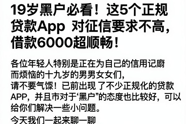 19岁黑户必看!这5个正规贷款APP对征信要求不高,借款6000超顺畅