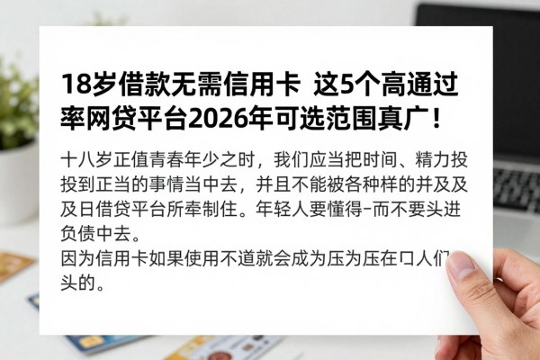 18岁借款无需信用卡,这5个高通过率网贷平台2026年可选范围真广!