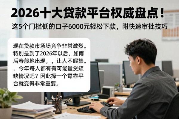 2026十大贷款平台权威盘点!这5个门槛低的口子6000元轻松下款,附快速审批技巧