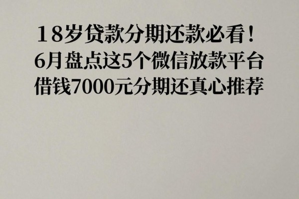 18岁贷款分期还款必看!6月盘点这5个微信放款平台,借钱7000元分期还真心推荐