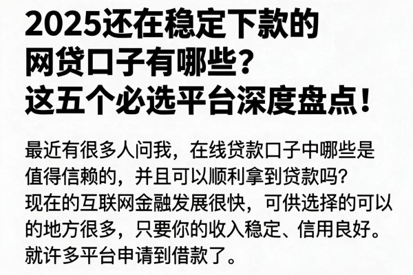 2025还在稳定下款的网贷口子有哪些?这五个必选平台深度盘点!