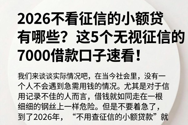 2026不看征信的小额贷有哪些？这5个无视征信的7000借款口子速看！